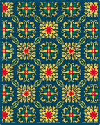 Vibrant Red Yellow Floral Medallion Rug