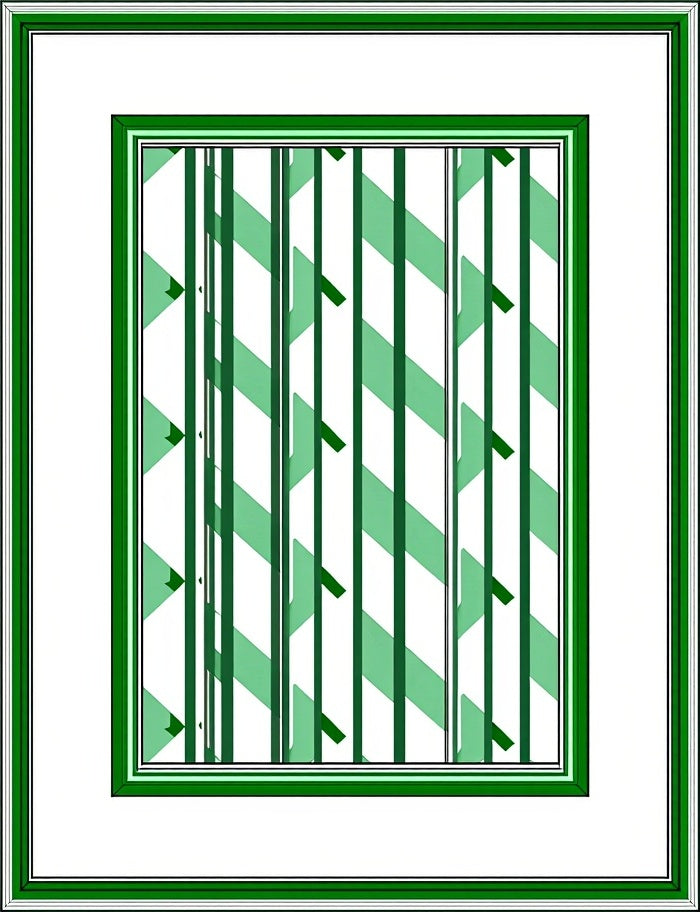 Emerald Green Striped Geometric Rug