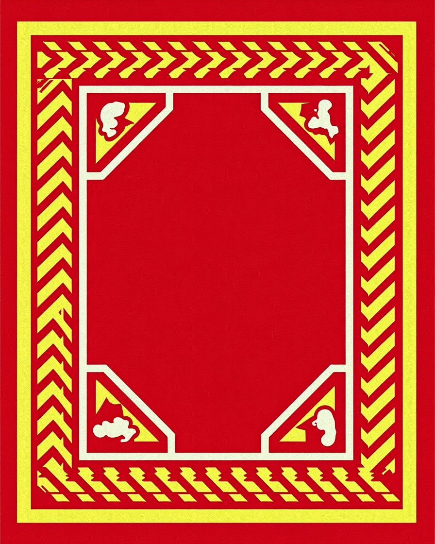 Bold Red Yellow Chevron Border Rug