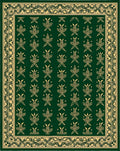 Emerald Gold Floral Vine Border Rug