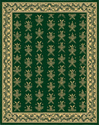 Emerald Gold Floral Vine Border Rug