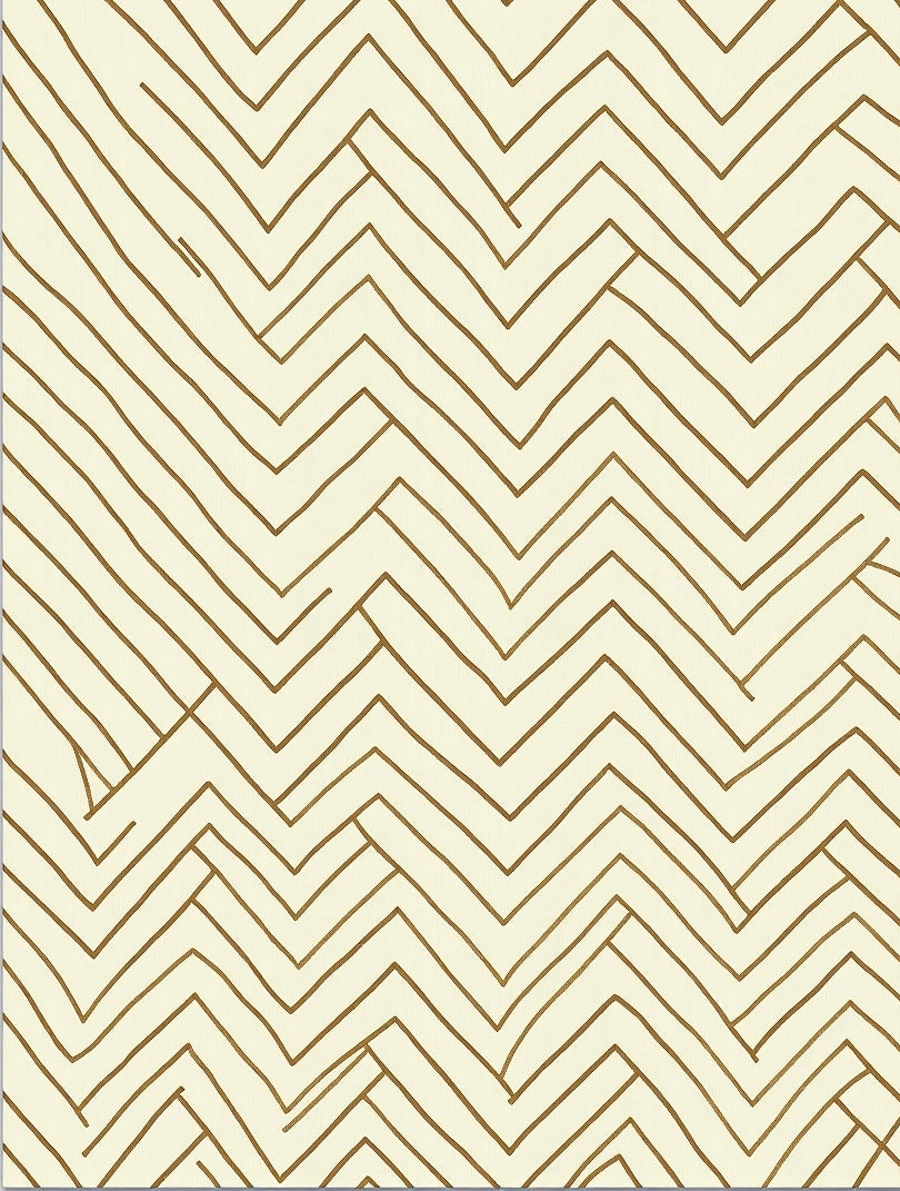 Earthy Gold Chevron Abstract Rug