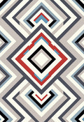 Geometric Diamond Red Blue Stripe Rug