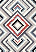 Geometric Diamond Red Blue Stripe Rug