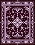Ornate Floral Medallion Plum Rug