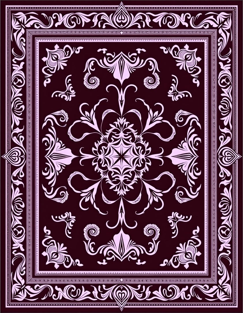 Ornate Floral Medallion Plum Rug