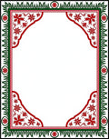 Red Green Vintage Floral Border Rug