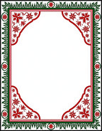 Red Green Vintage Floral Border Rug