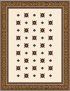 Cream and Gold Ornate Geometric Rug