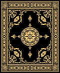 Golden Black Ornate Medallion Rug