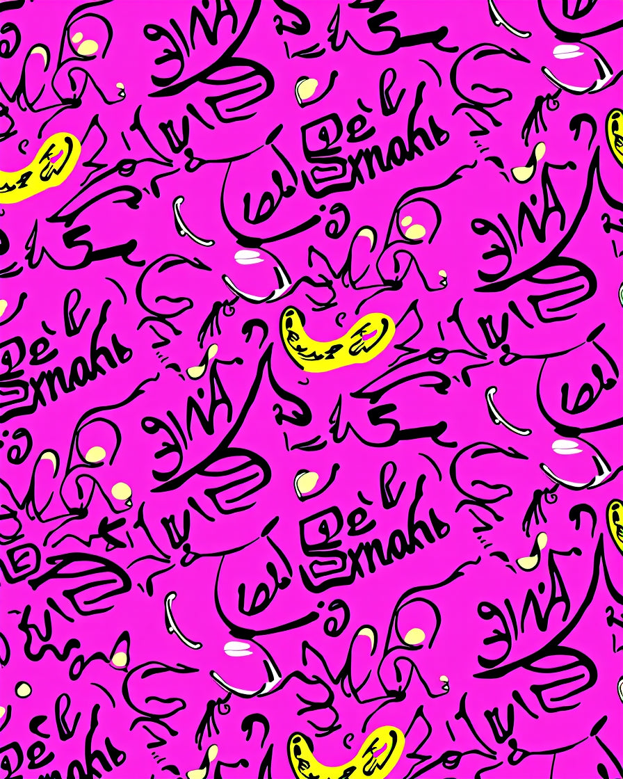 Bold Pink Graffiti Scribble Art Rug