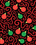 Festive Red Green Ornament Swirl Rug