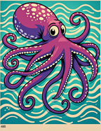 Funky Purple Octopus Wave Art Rug