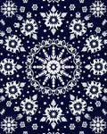 Navy Blue Floral Snowflake Medallion Rug