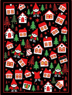 Charming Gnome Village Red White Houses Rug