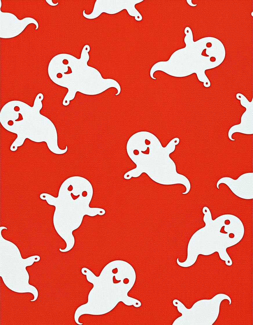 Whimsical White Ghost Orange Background Rug