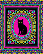Vibrant Black Cat Medallion Rug
