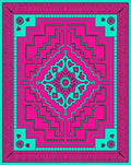 Hot Pink Turquoise Geometric Floral Medallion Rug