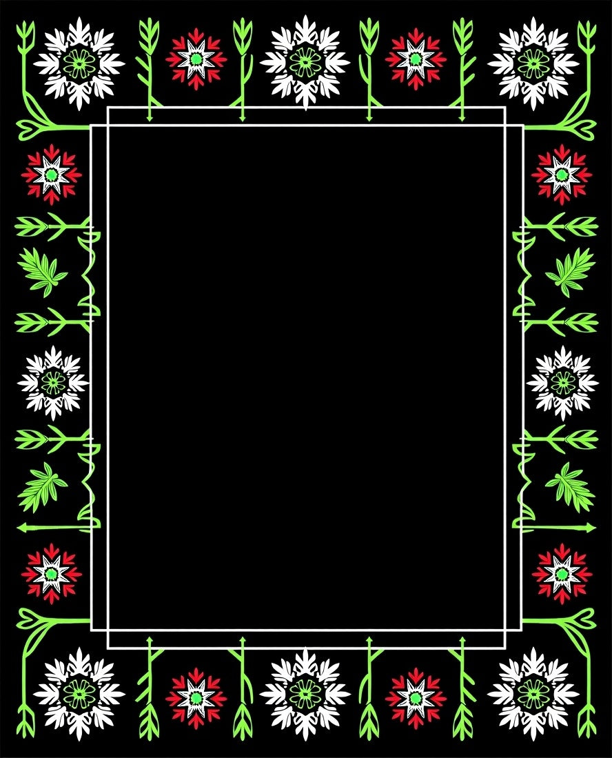 Bold Floral Border Red White Green Rug