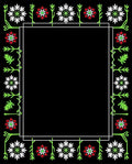 Bold Floral Border Red White Green Rug