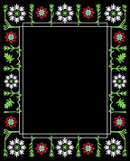 Bold Floral Border Red White Green Rug