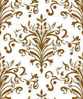 Brown Damask Scrollwork Medallion Rug