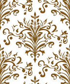 Brown Damask Scrollwork Medallion Rug