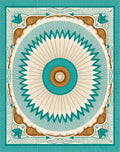 Teal Brown Radial Sunburst Medallion Rug