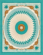 Teal Brown Radial Sunburst Medallion Rug