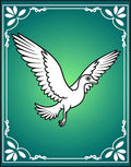 Elegant White Flying Bird Teal Border Rug