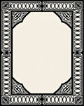 Black White Deco Border medallion Rug