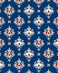 Regal White Blue Crested Medallion Rug
