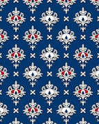 Regal White Blue Crested Medallion Rug