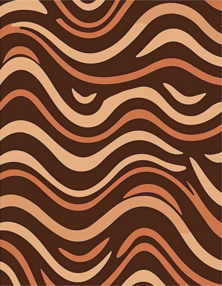 Earthy Brown Wavy Stripe Rug