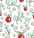 Red Christmas Ornaments Green Swirls Rug