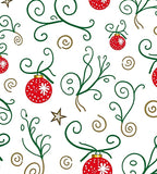 Red Christmas Ornaments Green Swirls Rug