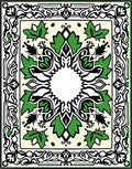 Green Leaf Bordered Medallion Rug
