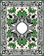 Green Leaf Bordered Medallion Rug