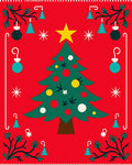 Festive Red Christmas Tree Ornaments Rug
