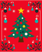 Festive Red Christmas Tree Ornaments Rug