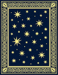 Navy Yellow Celestial Star Border Rug