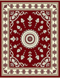 Rich Red Cream Floral Medallion Rug