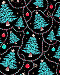 Aqua Christmas Trees Red Ornament Garland Rug