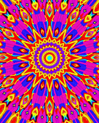 Vibrant Psychedelic Sunburst Medallion Rug