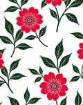 Vivid Red Floral Leaf Artwork Rug