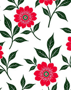 Vivid Red Floral Leaf Artwork Rug