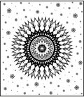 Black White Snowflake Mandala Rug