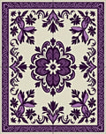 Rich Plum Floral Medallion Border Rug
