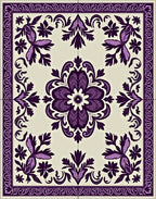 Rich Plum Floral Medallion Border Rug