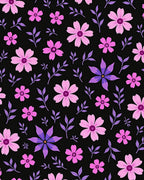 Pink Purple Floral Branches Dark Background Rug